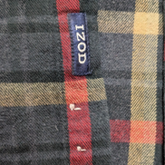 👕 Chemise IZOD L Flanelle Tartan Rouge Beige Coton |302S