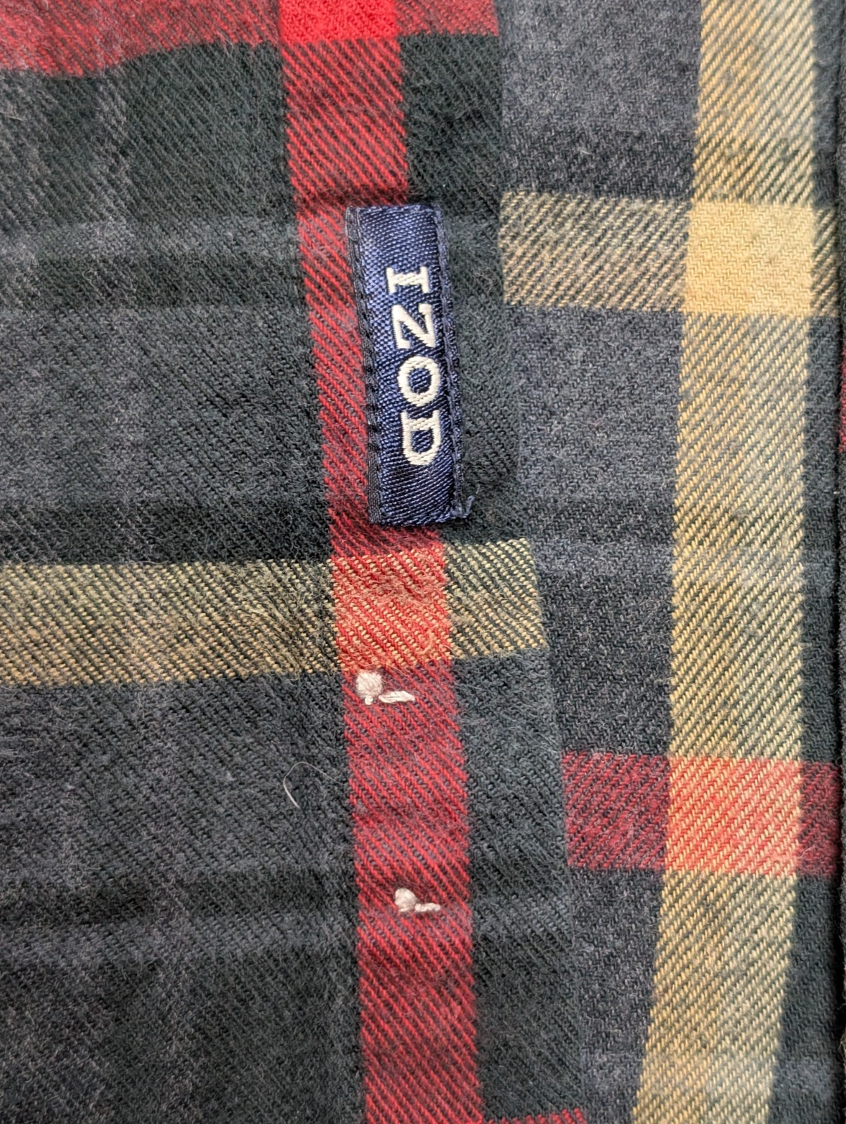 👕 Chemise IZOD L Flanelle Tartan Rouge Beige Coton |302S