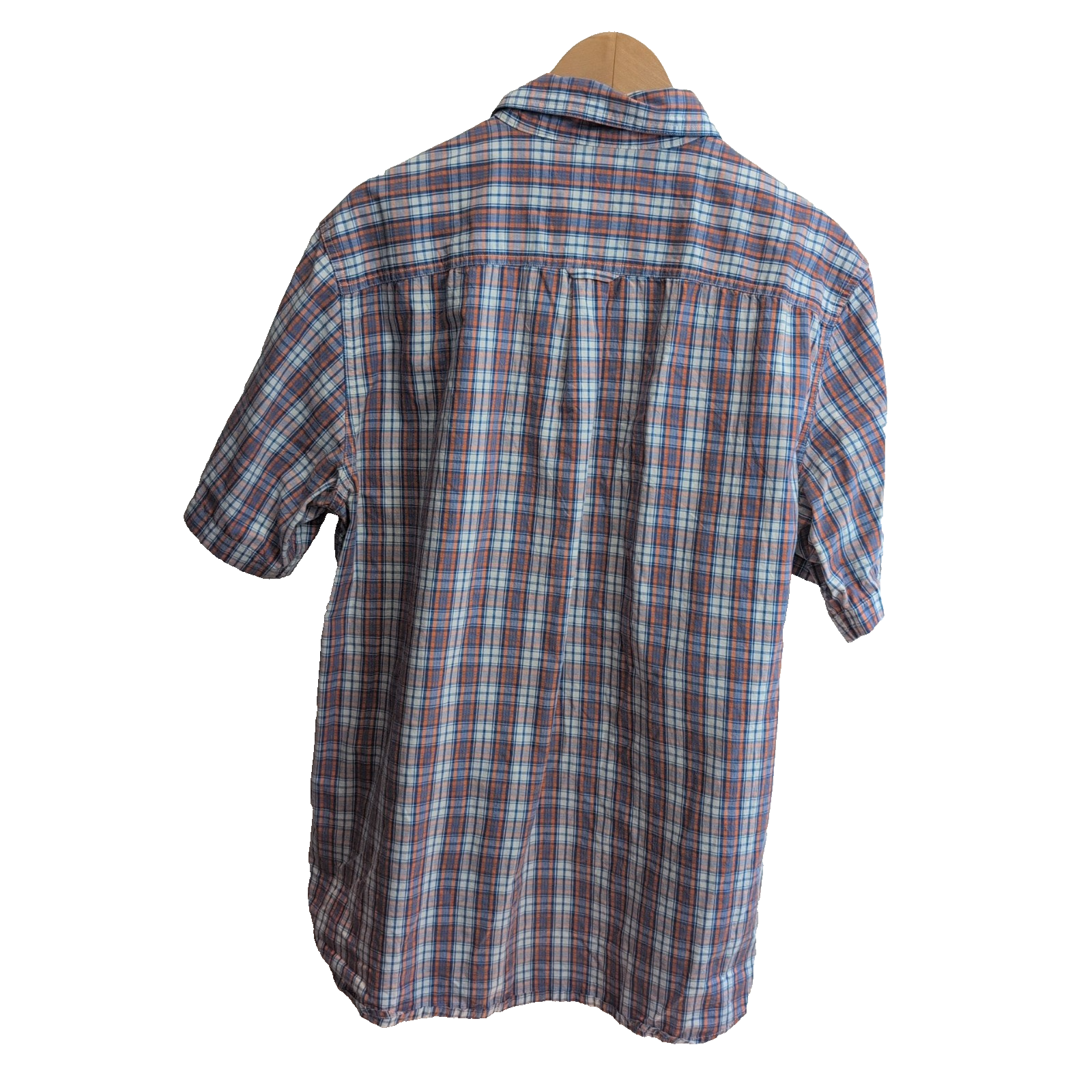 Chemise manches courtes CHAPS à carreaux bleu orange blanc taille L homme