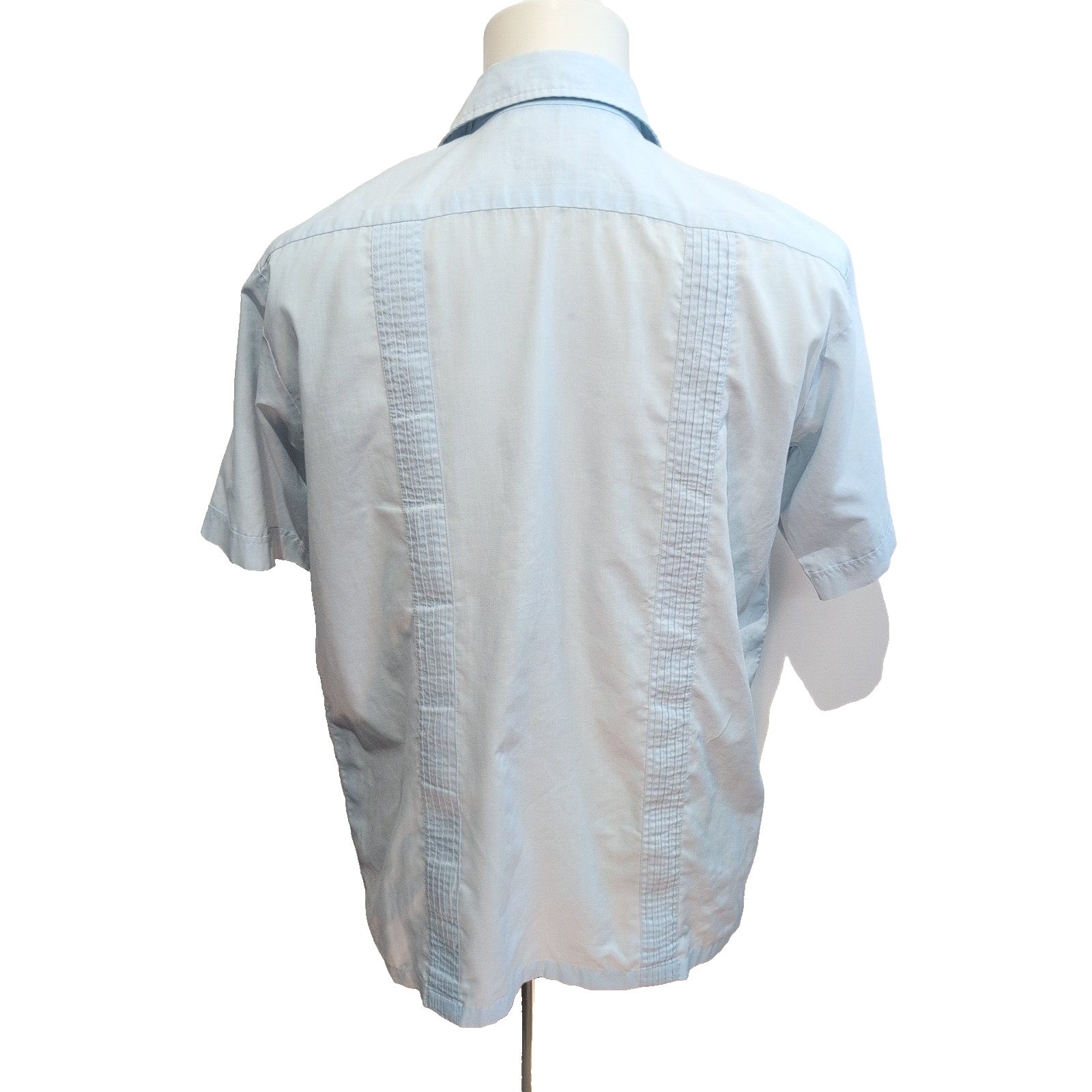 Chemise Hawaïenne Cascade Style Cuba Panama Bleu Clair Brodée Taille S