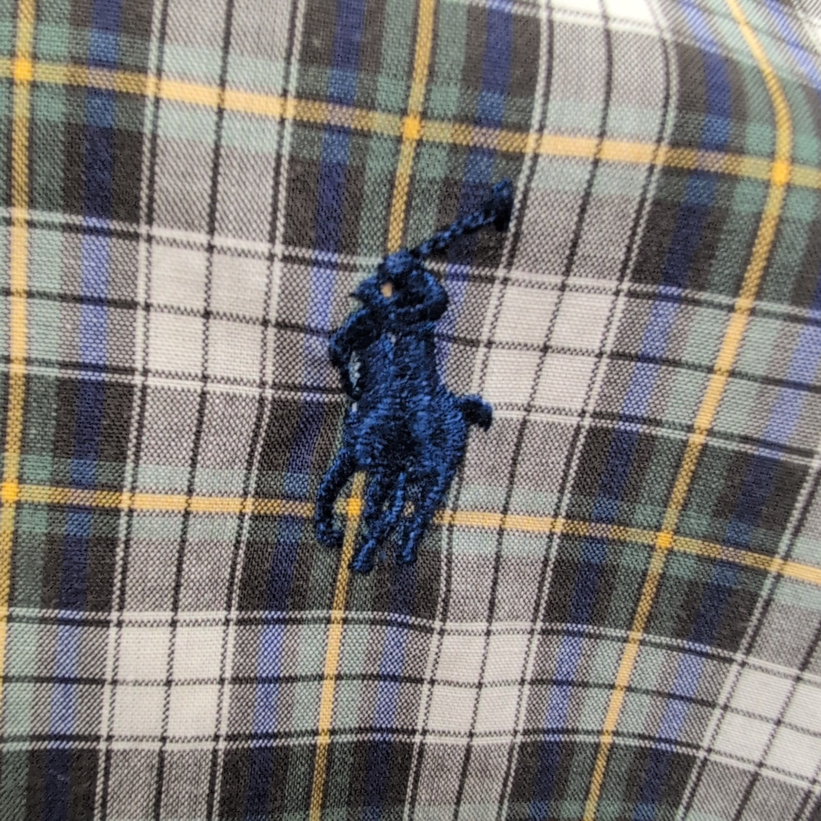 Chemise Ralph Lauren XXL Kaki Bleu Carreaux Custom Fit Button Down Shirt