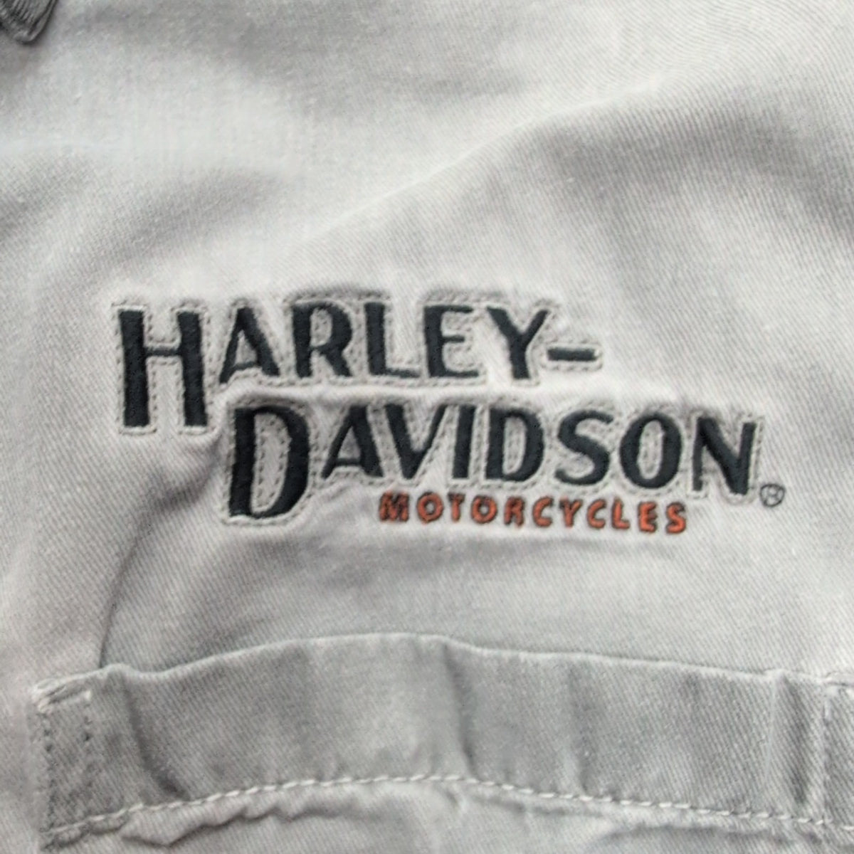 Chemise Harley Davidson M Grise Vintage Brodée Dos Manches Longues Coton