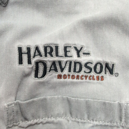 Chemise Harley Davidson M Grise Vintage Brodée Dos Manches Longues Coton