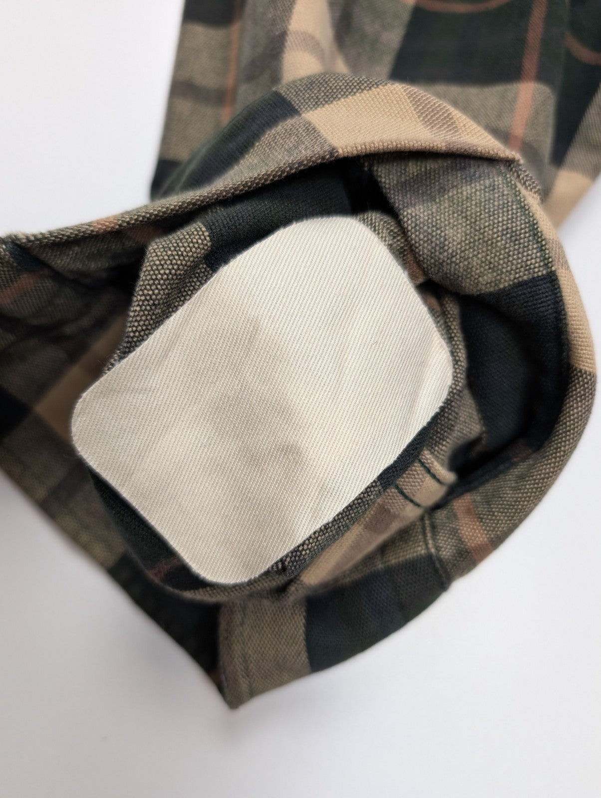 L.L. Bean Chamois Flanelle Coudes Réparés Vert Marron L USURE VINTAGE | 325S