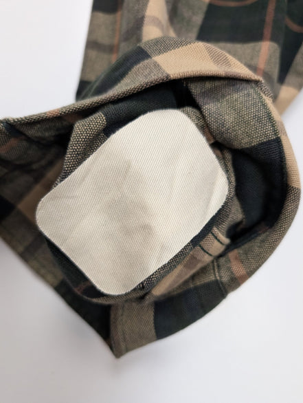 L.L. Bean Chamois Flanelle Coudes Réparés Vert Marron L USURE VINTAGE | 325S