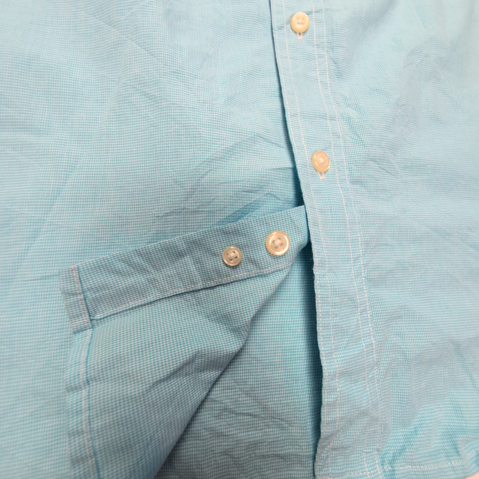 Chemise CHAPS bleu turquoise uni manches courtes taille L homme logo brodé