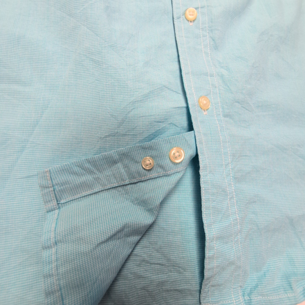 Chemise CHAPS bleu turquoise uni manches courtes taille L homme logo brodé