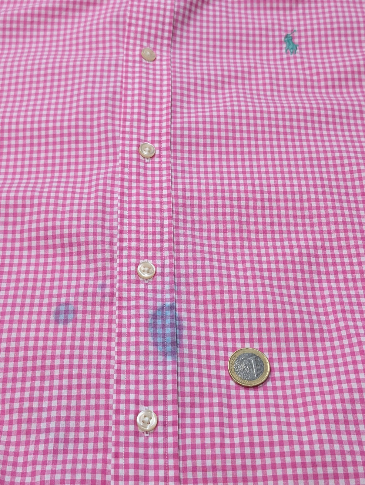Chemise Polo Ralph Lauren Shirt M L Classic Fit Vichy Rose Stretch Button Down