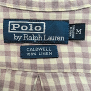 Chemise Polo Ralph Lauren LIN Caldwell M Bordeaux Crème Coton manches courtes