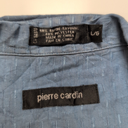 Chemise hawaïenne Pierre Cardin L bleue géométrique 60% rayonne manches courtes