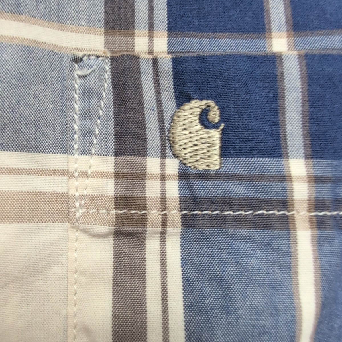 Chemise Carhartt Relaxed Fit M bleu blanc à carreaux coton manches courtes