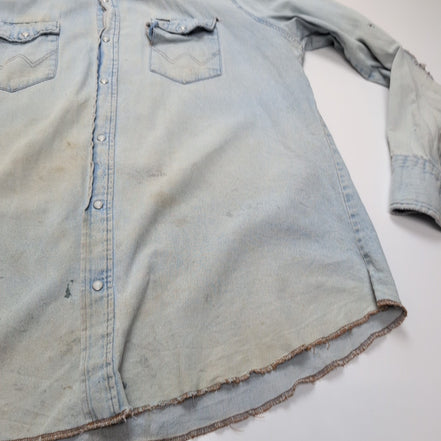 Chemise Wrangler 2XL Tall Jean Western Vintage GRUNG manches longues