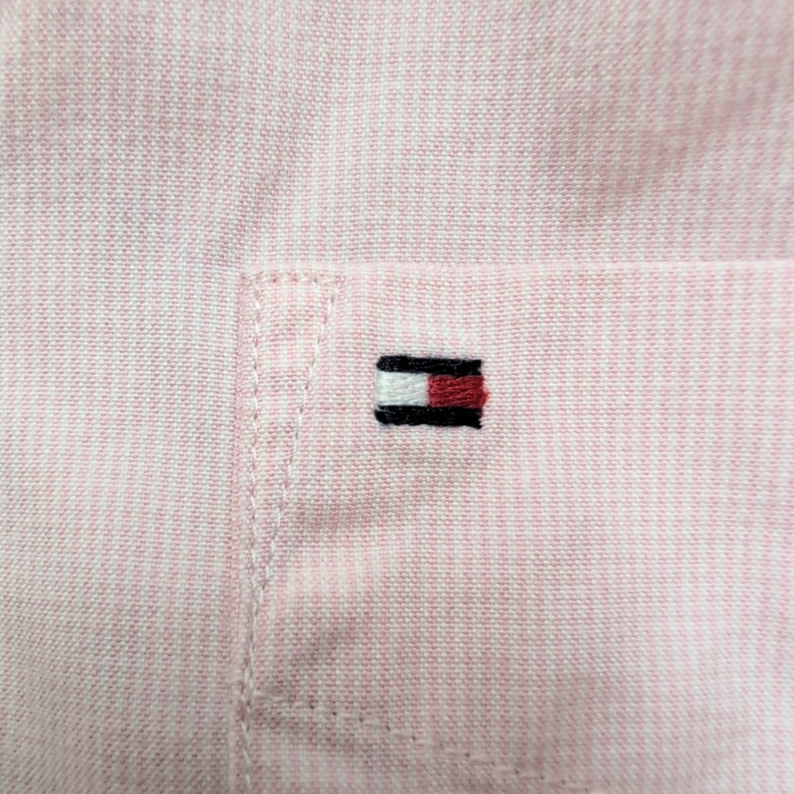 Chemise Tommy Hilfiger Homme Taille XS Coupe Ajustée Rose Micro Carreaux Poche