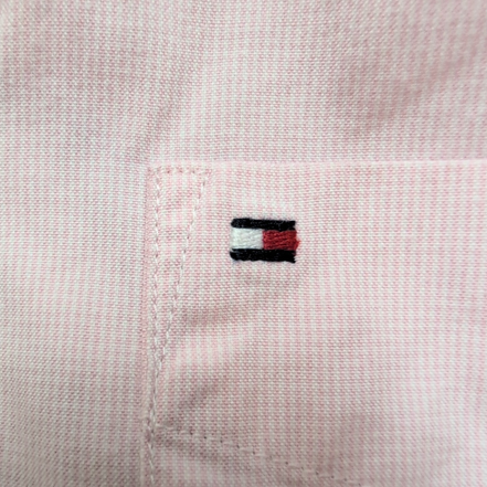Chemise Tommy Hilfiger Homme Taille XS Coupe Ajustée Rose Micro Carreaux Poche