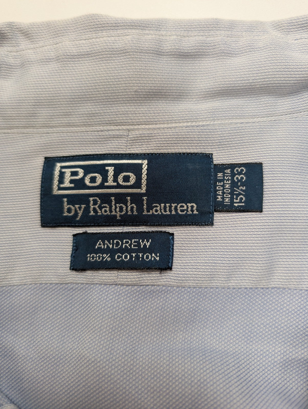 Chemise Polo Ralph Lauren Shirt Andrew M L Rayée Bleu Coton Col Classique
