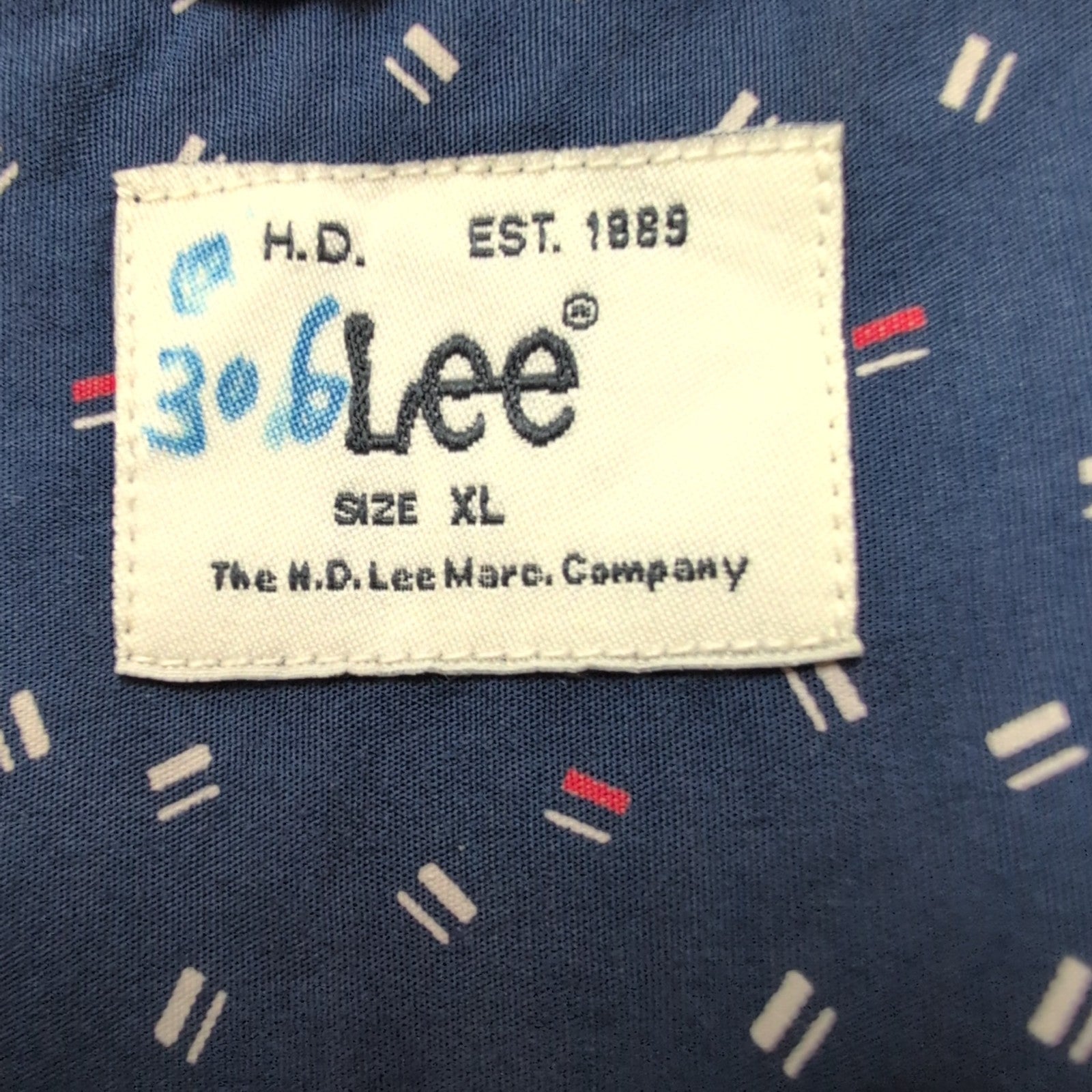 Chemise HD Lee bleu micro motifs manches longues XL