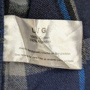 Chemise Flanelle Eddie Bauer L Bleu Gris Carreaux Bûcheron |287S