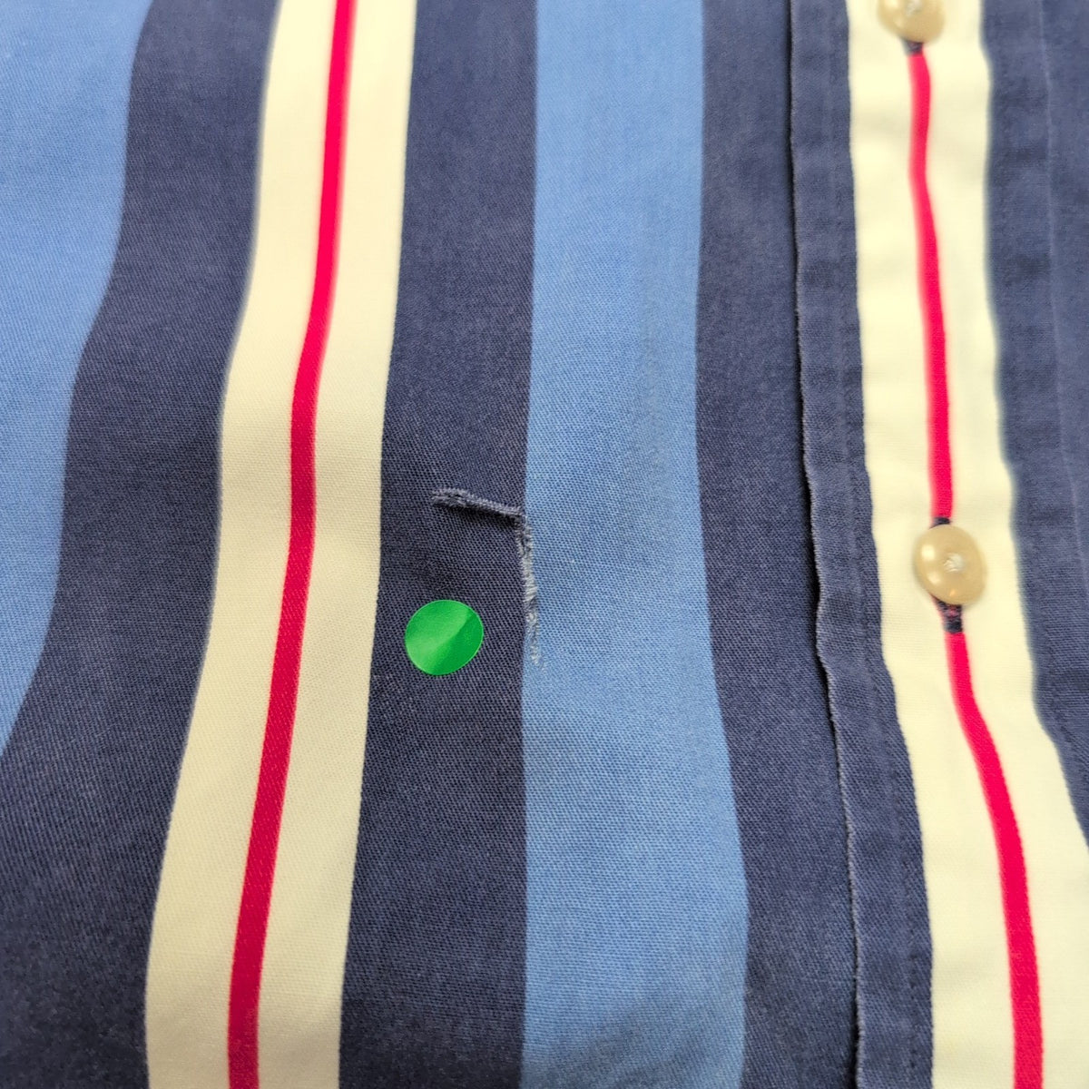 Chemise Ralph Lauren Blair M Rayures Bleu Blanc Rouge Logo Rouge