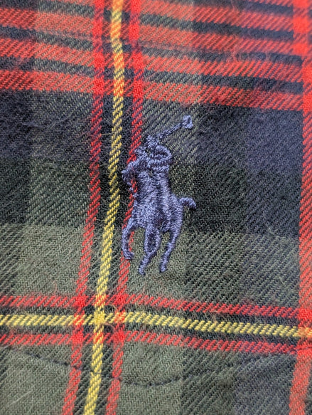 CHEMISE POLO Ralph Lauren homme L Flanelle VERT JAUNE Elliott 🍂