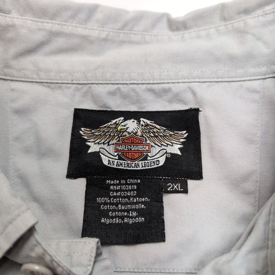 Harley Davidson chemise manches courtes gris clair ailes d’ange dos taille 2XL