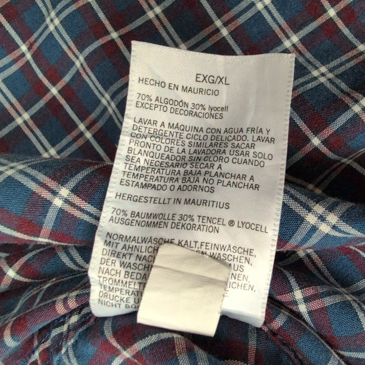 Chemise Nautica XXL Bleu Bordeaux Carreaux Logo Brodé Coton