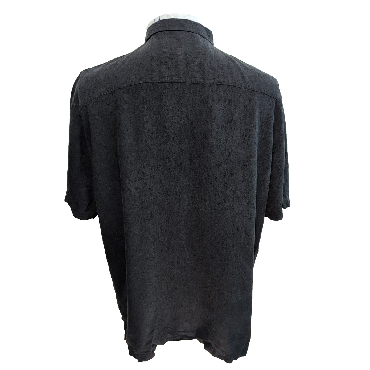 Chemise Hawaïenne TIKI XL 100% Soie Noire Fleurs Tropicales manches courtes
