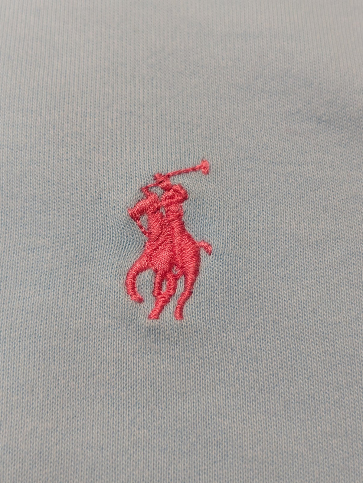 Polo manches courtes Polo Ralph Lauren XL bleu ciel logo rose coton