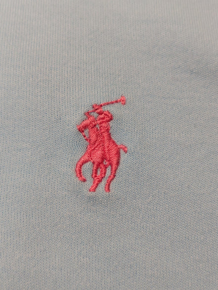 Polo manches courtes Polo Ralph Lauren XL bleu ciel logo rose coton