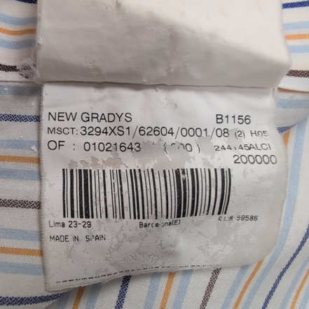 Chemise BURBERRY 100% Coton Taille 8 3XL Blanc Rayures Logo Brodé Manches courte
