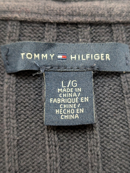 Pull Tommy Hilfiger Femme Bleu Marine Texture Gaufrée & Côtelée - Taille L