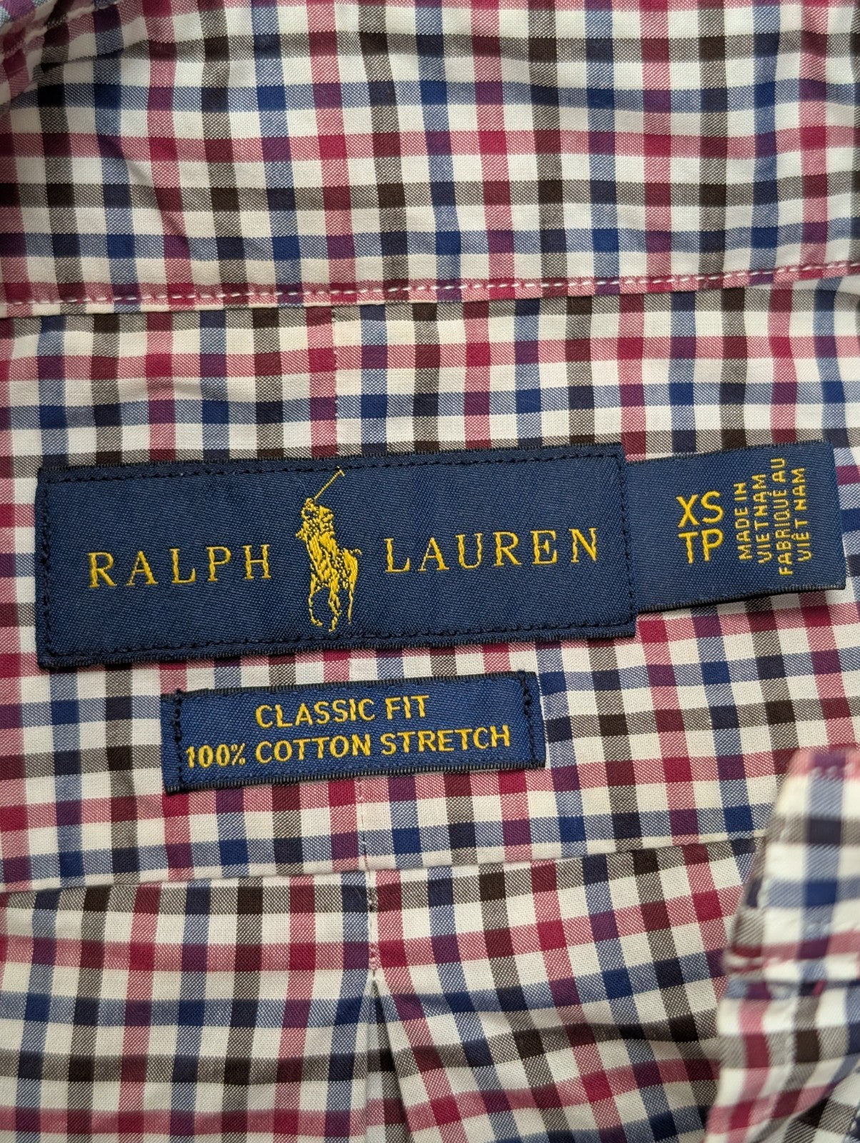 Chemise RALPH LAUREN Classic Fit Coton Stretch Vichy Rouge Bleu - Taille XS