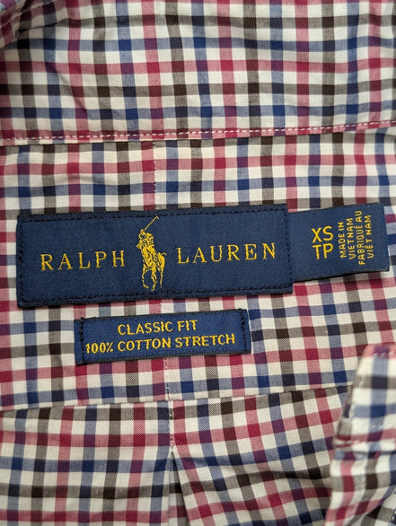 Chemise RALPH LAUREN Classic Fit Coton Stretch Vichy Rouge Bleu - Taille XS