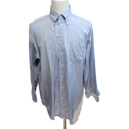 Chemise Nautica Two Ply L XL 16.5 Bleu Coton Hong Kong Logo Brodé Poche