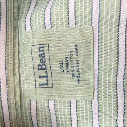 Chemise L.L. Bean verte à rayures manches courtes taille L #29e