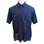 Chemise Bandetta Cuba Panama Bleu Marine 4 Poches Brodée Taille L Homme