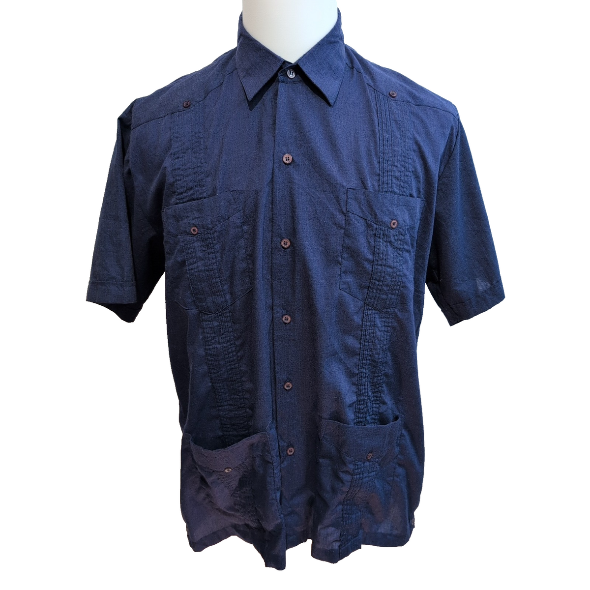 Chemise Bandetta Cuba Panama Bleu Marine 4 Poches Brodée Taille L Homme