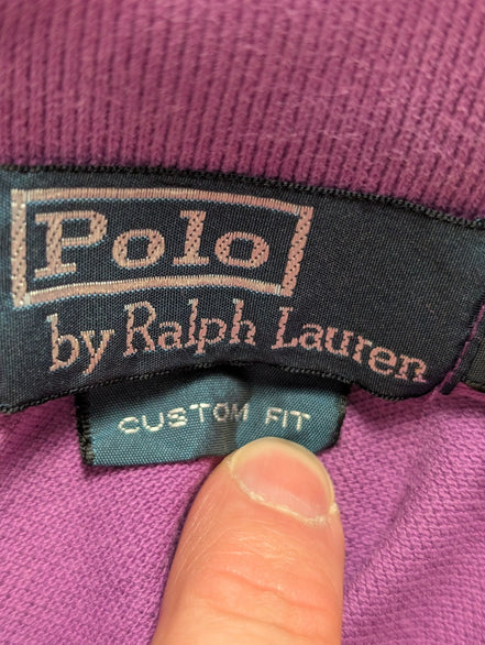 Polo manches courtes Polo Ralph Lauren violet lilas logo turquoise Custom Fit L