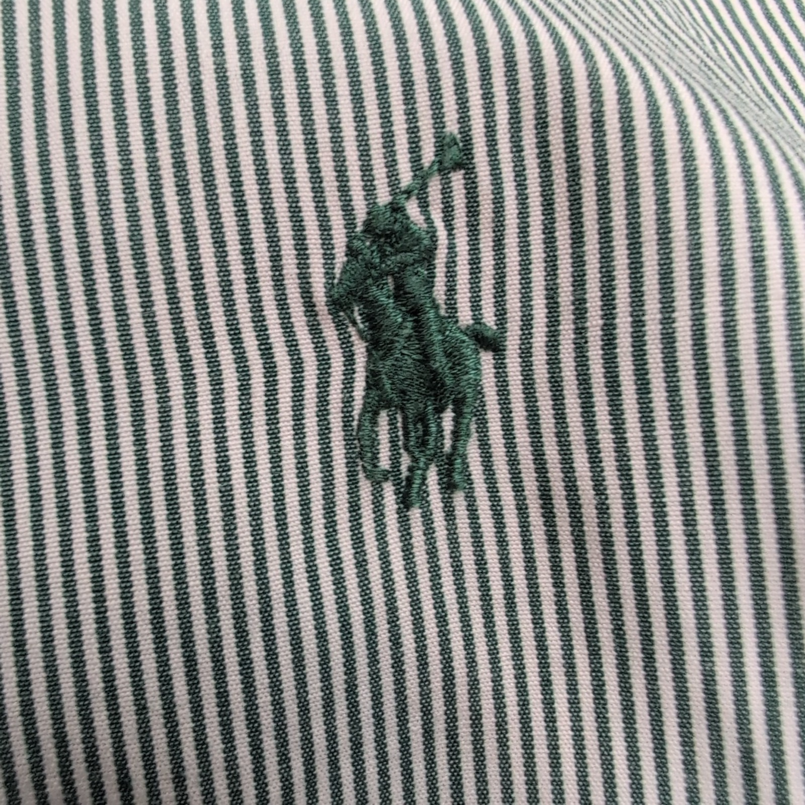 Chemise Ralph Lauren L Verte Rayures Coton Logo Brodé Vintage USA Style