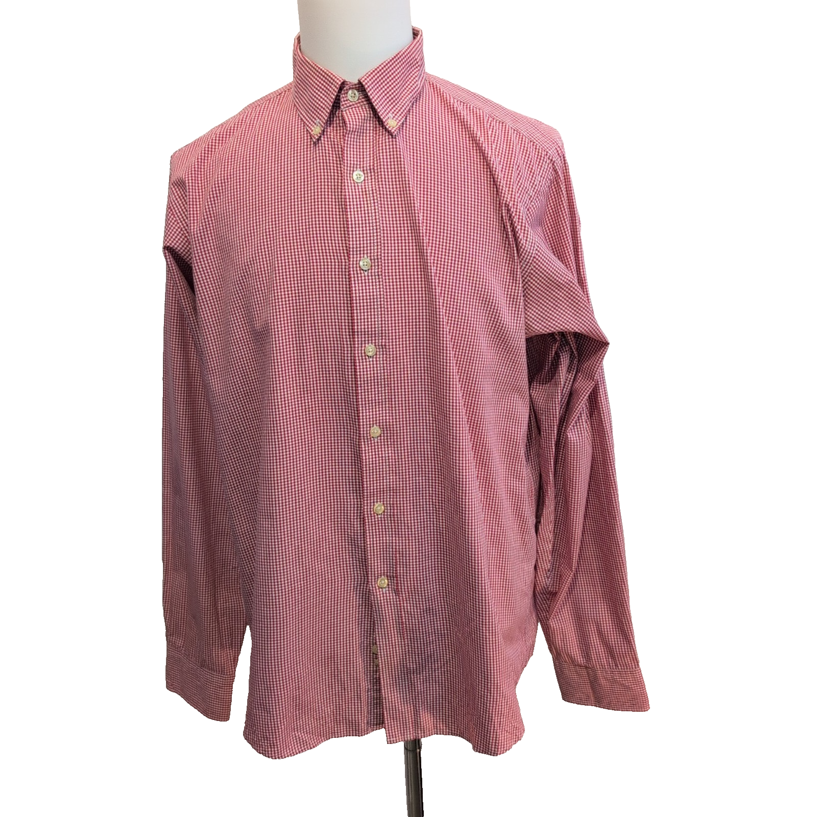 Chemise Chaps Rouge à Petits Carreaux 100% Coton Manches Longues - Taille L/XL