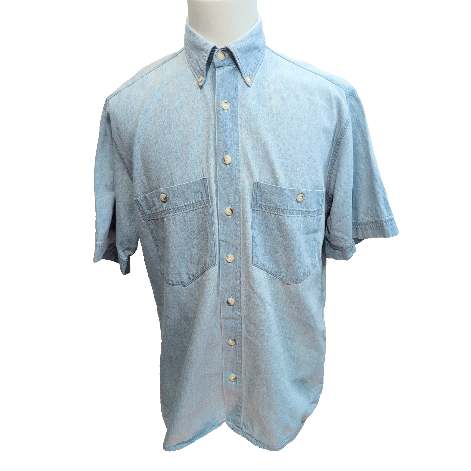 Chemise Dornbusch L 40 Jean Bleu Coton Manches Courtes Vintage