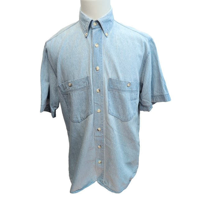 Chemise Dornbusch L 40 Jean Bleu Coton Manches Courtes Vintage