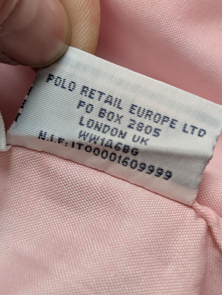 Chemise Polo Ralph Lauren Custom Fit Rose Pâle Logo Bleu Ciel  Taille L