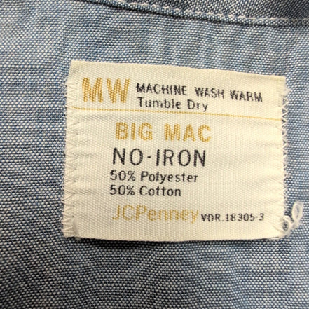 Chemise Big Mac JC Penney M Bleu Custom Fraises Signée 1974 2 Poches