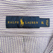 Chemise Ralph Lauren XL Lilas Rayures Gaufrée Logo Vert Button Down Shirt