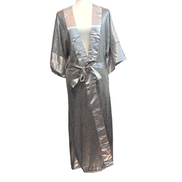 Déshabillé Bikki Beach Cyrille T. S/M Argent Brillant Long NEUF Luxe