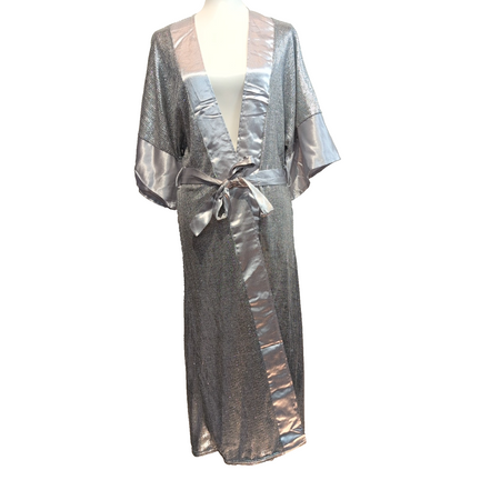 Déshabillé Bikki Beach Cyrille T. S/M Argent Brillant Long NEUF Luxe
