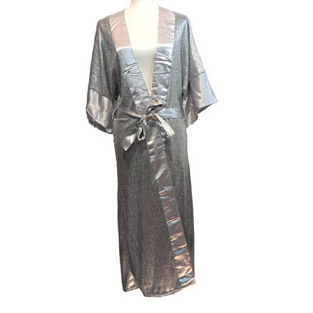 Déshabillé Bikki Beach Cyrille T. S/M Argent Brillant Long NEUF Luxe