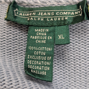 Pull LAUREN Ralph Lauren femme XL coton bleu marine rayures écusson brodé