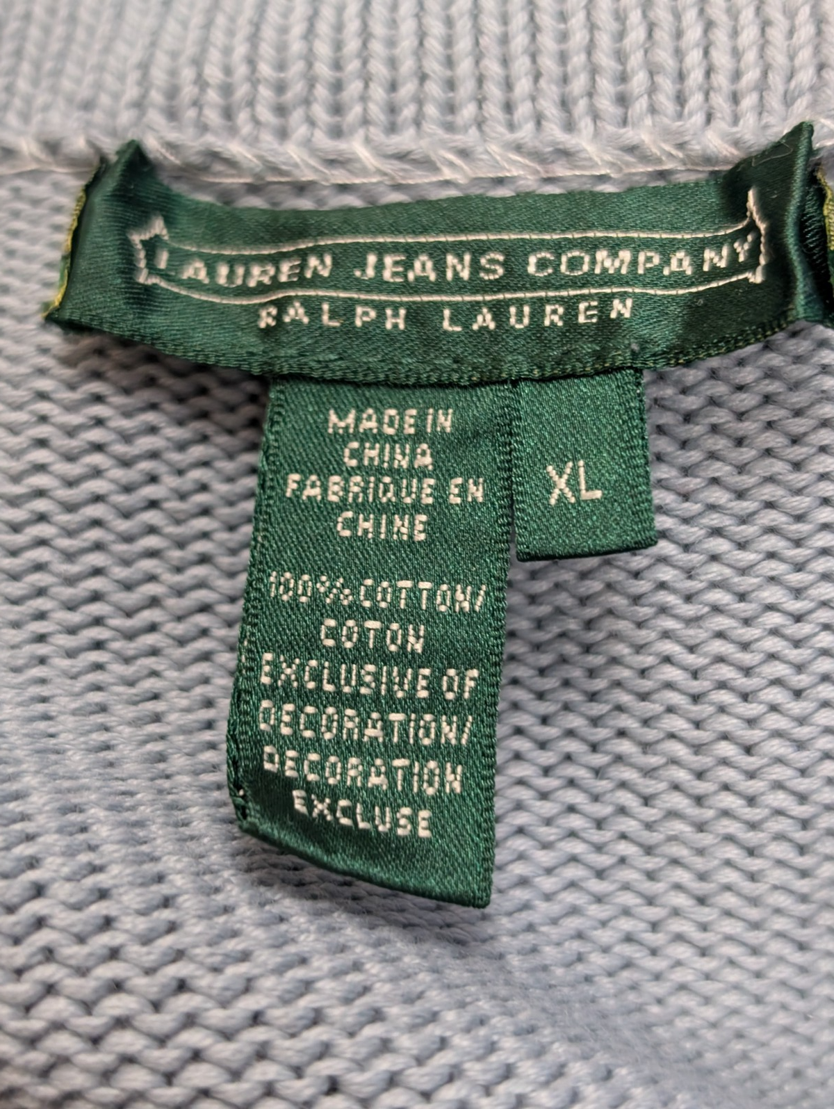 Pull LAUREN Ralph Lauren femme XL coton bleu marine rayures écusson brodé