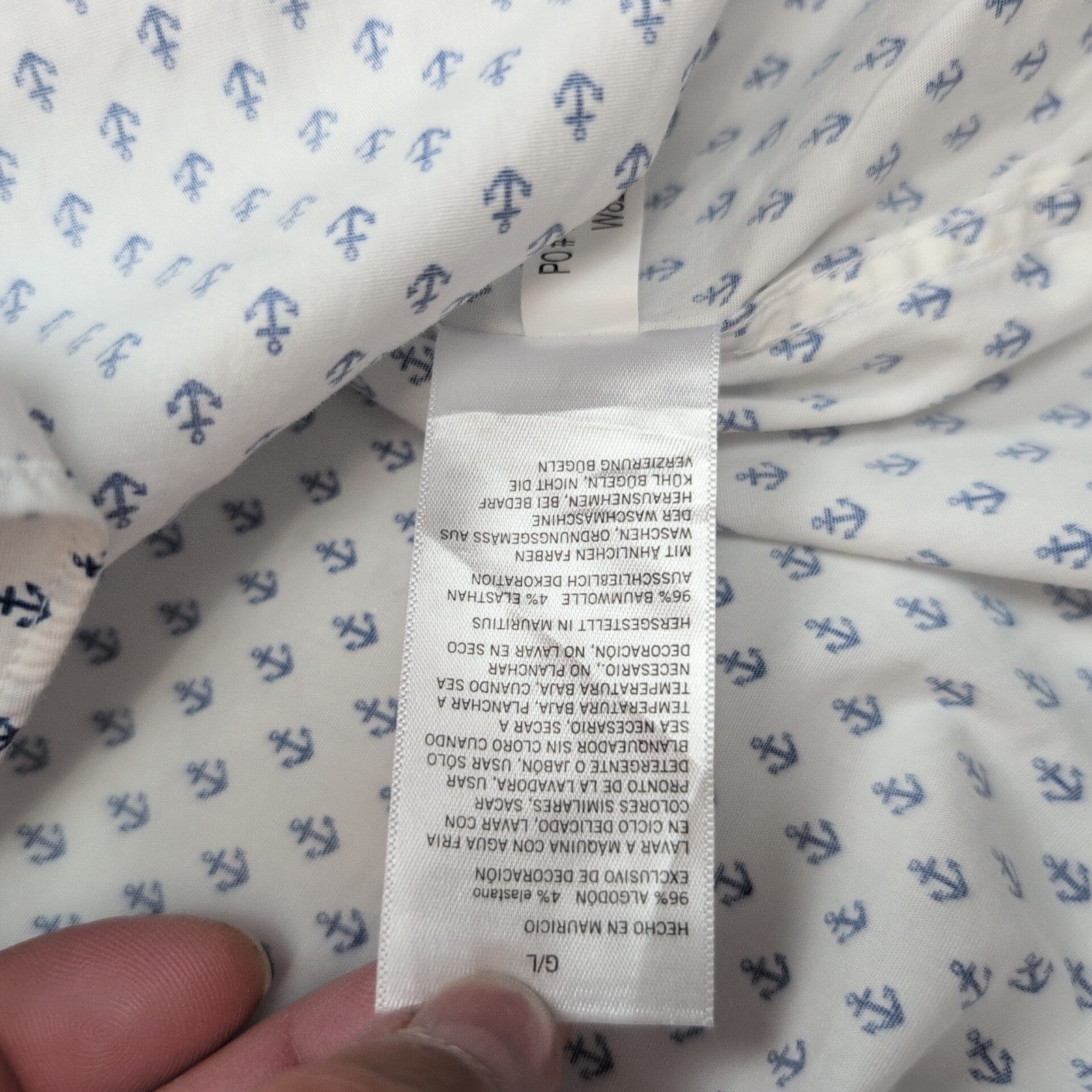 Chemise Nautica L Blanc Ancres Marines Manches courtes Stretch